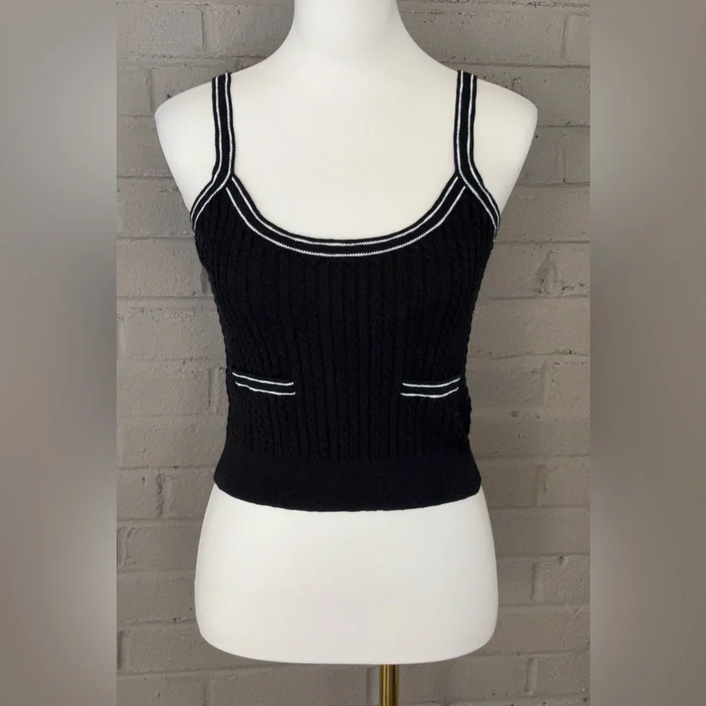 J.Crew black cable knit sleeveless crop top S